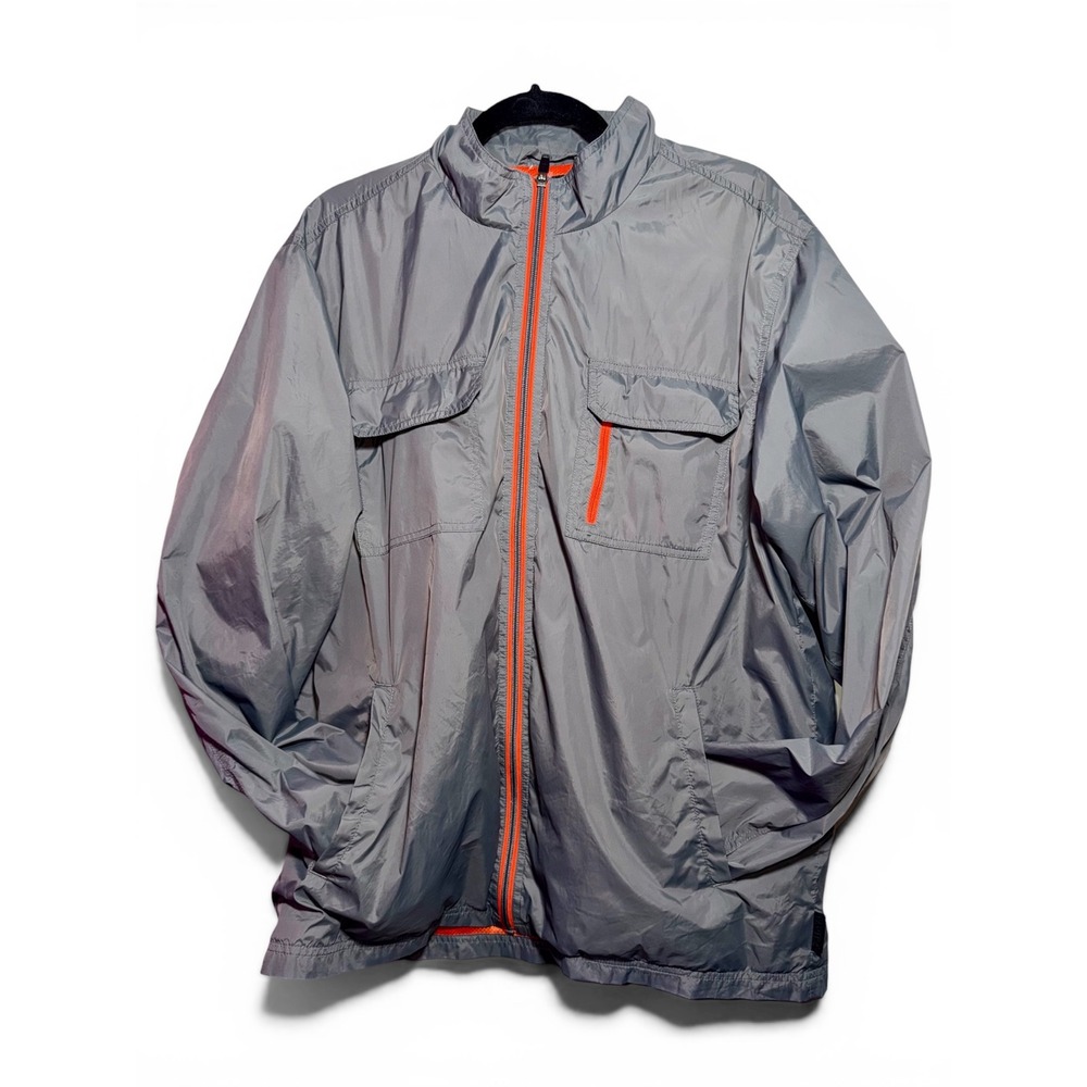Tavik Windbreaker Jacket Gray Orange Zip Lightweight Nylon Mens XL